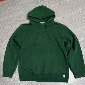 Russell Athletic Hoodie Mens Size Small Green Hooded Sweatshirt Y2K
